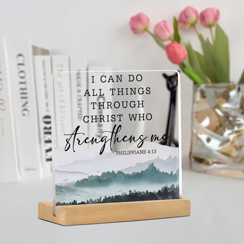 Christian Bible Verse Acrylic Plaque – 2D Flat Inspirational Home & Office Decor