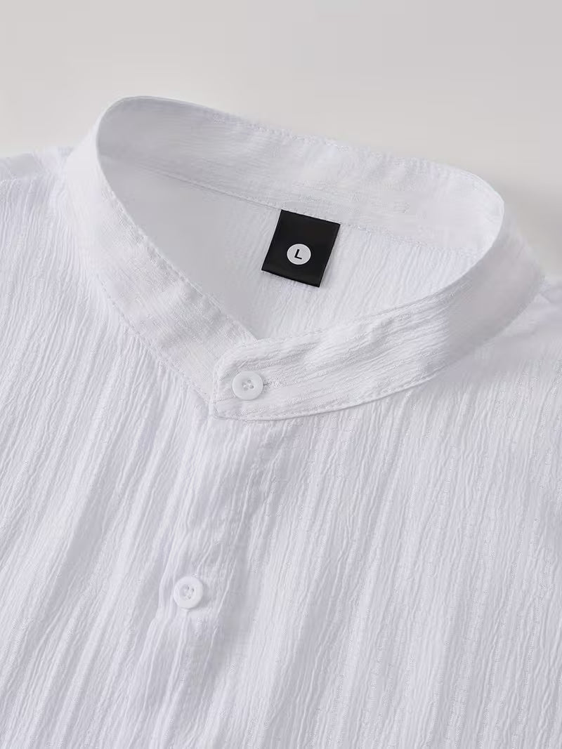 Men’s Elegant Stand Collar Shirt – Classic Christian Formal Wear
