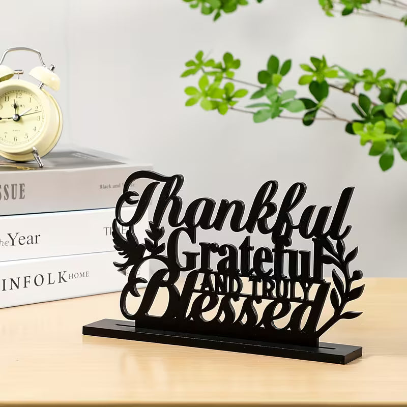 Christian Inspirational Wooden Table Sign – 2D Flat Faith Decor Centerpiece