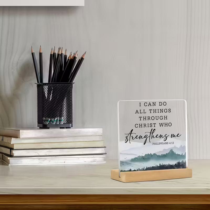 Christian Bible Verse Acrylic Plaque – 2D Flat Inspirational Home & Office Decor
