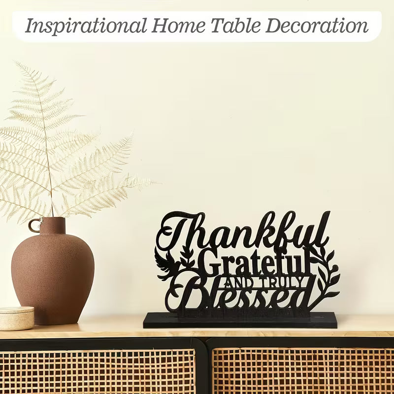 Christian Inspirational Wooden Table Sign – 2D Flat Faith Decor Centerpiece