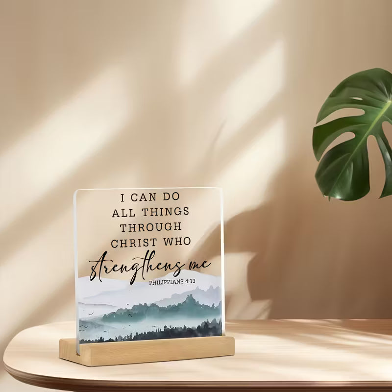 Christian Bible Verse Acrylic Plaque – 2D Flat Inspirational Home & Office Decor
